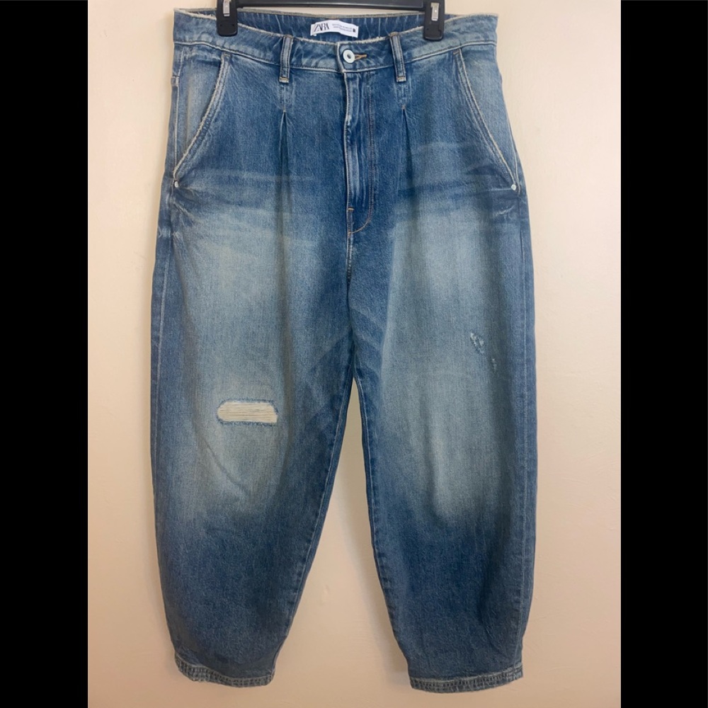 Zara Womens Slouchy Jeans With Pleats Size 10